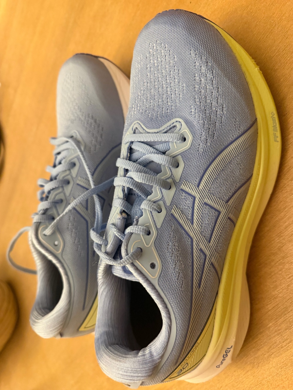 ASICS Light Blue Running Shoes with Yellow Midsole
